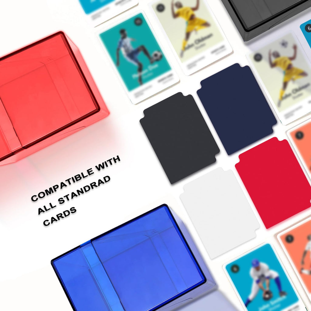 KKU 4-Pack Acrylic Trading Card Deck Cases – Holds 400+ Sleeved Cards (Black, White, Blue, Red)
