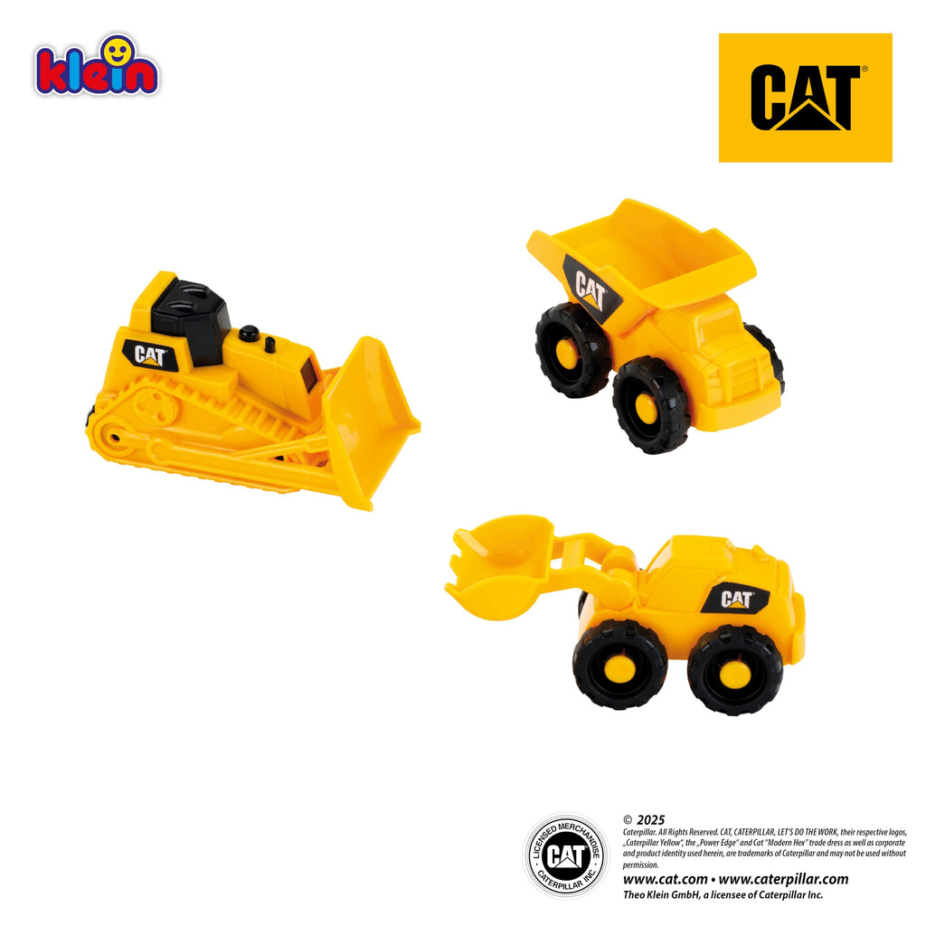 Klein CAT Caterpillar Construction Site Mega Set – 3-Piece 1:50 Scale Bulldozer, Hauler & Loader for Toddlers 18 Months+
