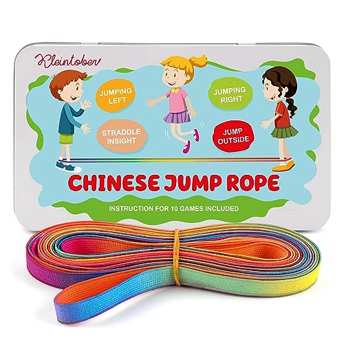 Kleintober Chinese Jump Rope – Elastic Polyester-Latex Rubber Twist for Kids (157.5")