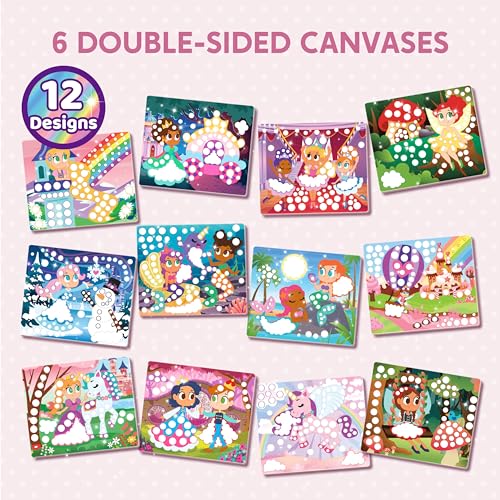 Klever Kits Unicorn & Princess Dot Art Kit - 12 No-Mess Sticker Pictures for Toddlers 3-7