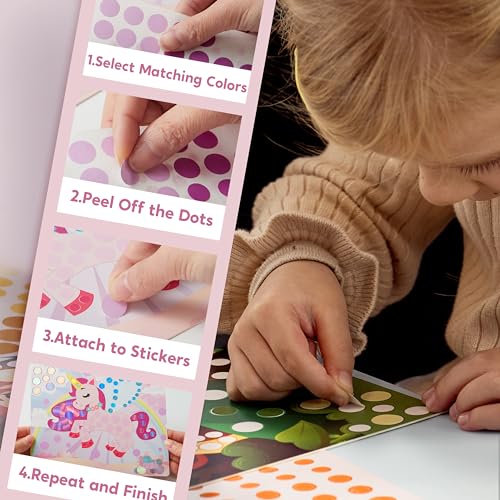 Klever Kits Unicorn & Princess Dot Art Kit - 12 No-Mess Sticker Pictures for Toddlers 3-7