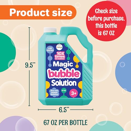 Klevly 33 OZ Iridescent Bubble Solution Refill – Pre-Mixed, Non-Toxic, Works with All Bubble Toys