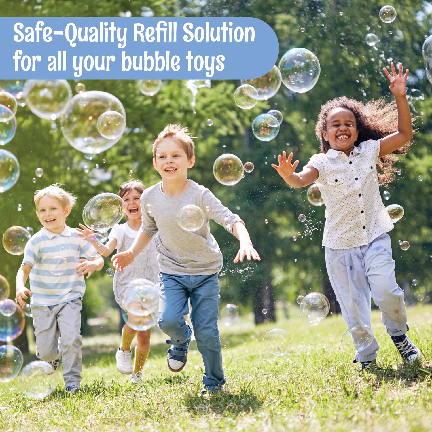 Klevly 33 OZ Iridescent Bubble Solution Refill – Pre-Mixed, Non-Toxic, Works with All Bubble Toys
