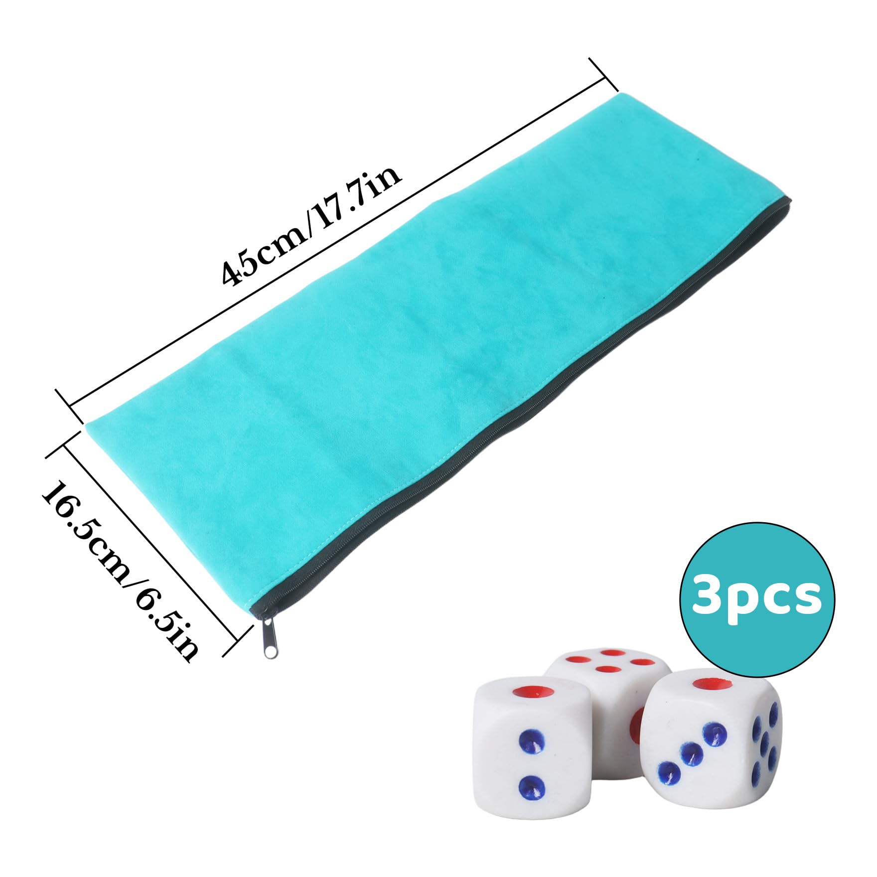 Klmnop Blue Velvet American Mahjong Tiles Bag with 3 Dice – Storage & Travel Case (Mahjong Not Included)