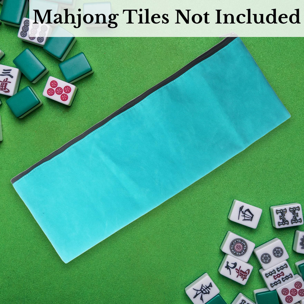 Klmnop Blue Velvet American Mahjong Tiles Bag with 3 Dice – Storage & Travel Case (Mahjong Not Included)