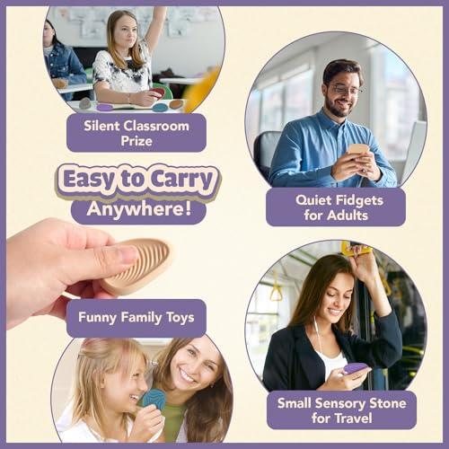 KLT 8-Pack Sensory Worry Stones – Quiet Fidget Toys for Stress Relief & Focus, Silicone Texture Stones for Adults and Kids