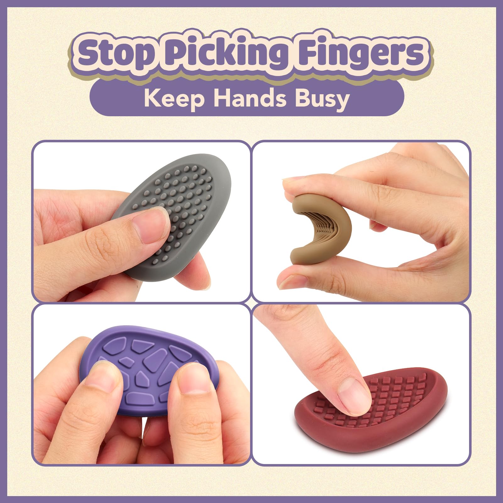 KLT 8-Pack Sensory Worry Stones – Quiet Fidget Toys for Stress Relief & Focus, Silicone Texture Stones for Adults and Kids