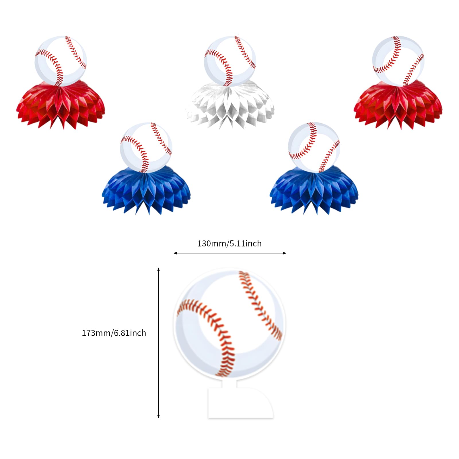 KMCCUMBER Baseball Birthday Party Decorations - Blue White Banner, Swirls & Table Decorations