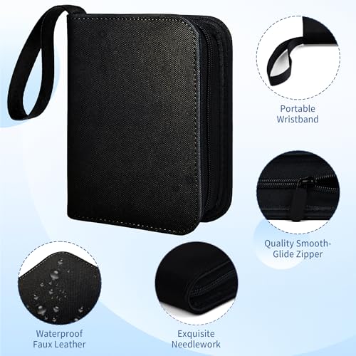 KMOPUYV 1-Pocket Toploader Binder – 40-Pocket Mini Trading Card Album for 3x4 Rigid Toploaders (Black)