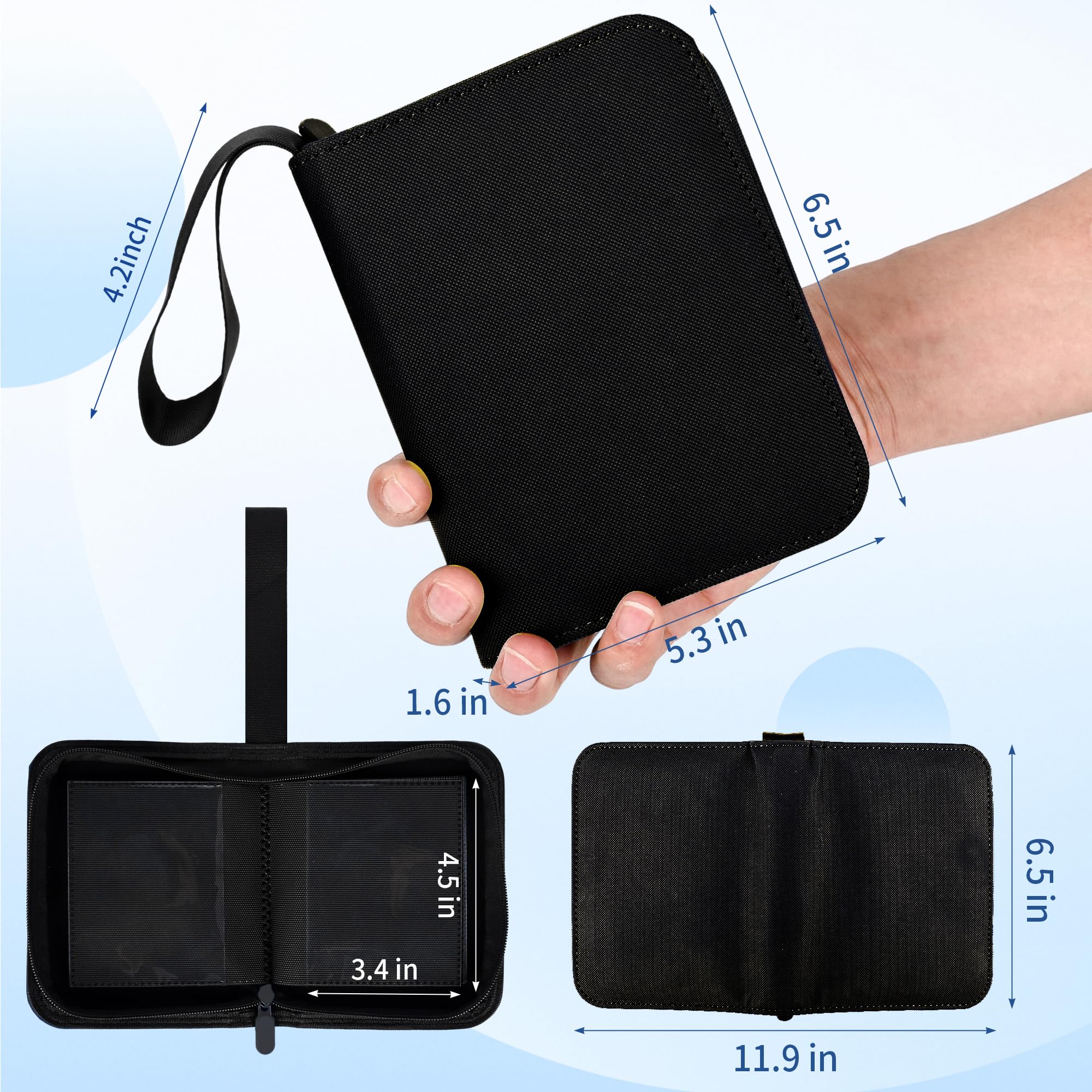 KMOPUYV 1-Pocket Toploader Binder – 40-Pocket Mini Trading Card Album for 3x4 Rigid Toploaders (Black)