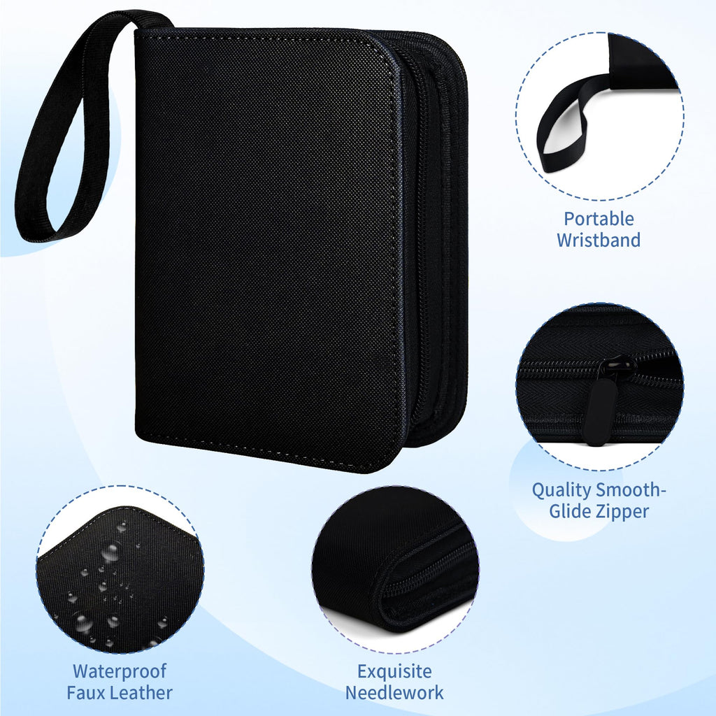 KMOPUYV 1-Pocket Toploader Binder – 40-Pocket Mini Trading Card Album for 3x4 Rigid Toploaders (Black)