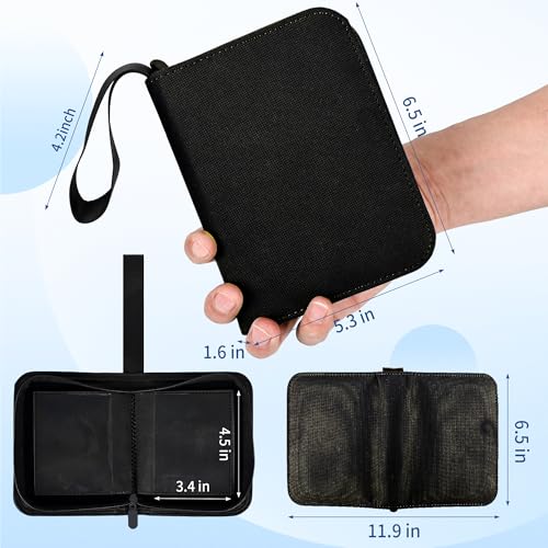 KMOPUYV 1-Pocket Toploader Binder – 40-Pocket Mini Trading Card Album for 3x4 Rigid Toploaders (Black)
