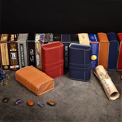 Knana 3-Piece Leather Tarot Card Storage Bags - Blue, Red, Brown - Protective Pouches for Tarot and Oracle Decks