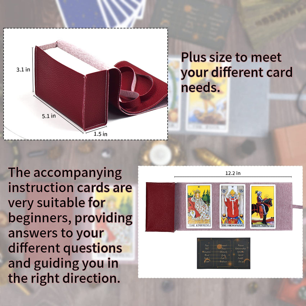 Knana 3-Piece Leather Tarot Card Storage Bags - Blue, Red, Brown - Protective Pouches for Tarot and Oracle Decks