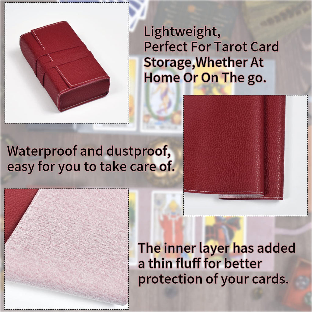 Knana 3-Piece Leather Tarot Card Storage Bags - Blue, Red, Brown - Protective Pouches for Tarot and Oracle Decks