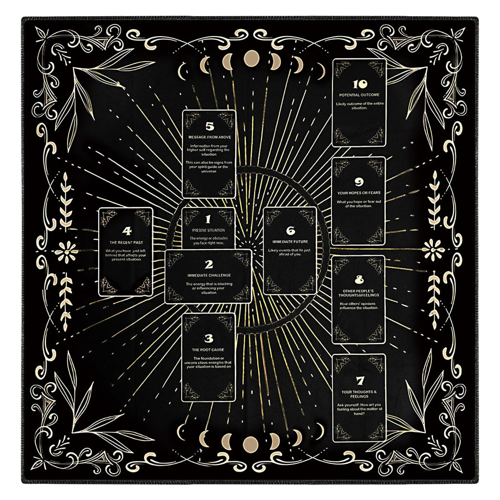 Knana Black Velvet Celtic Cross Tarot Cloth – Altar Mat for Divination (23.62 x 23.62 Inches)
