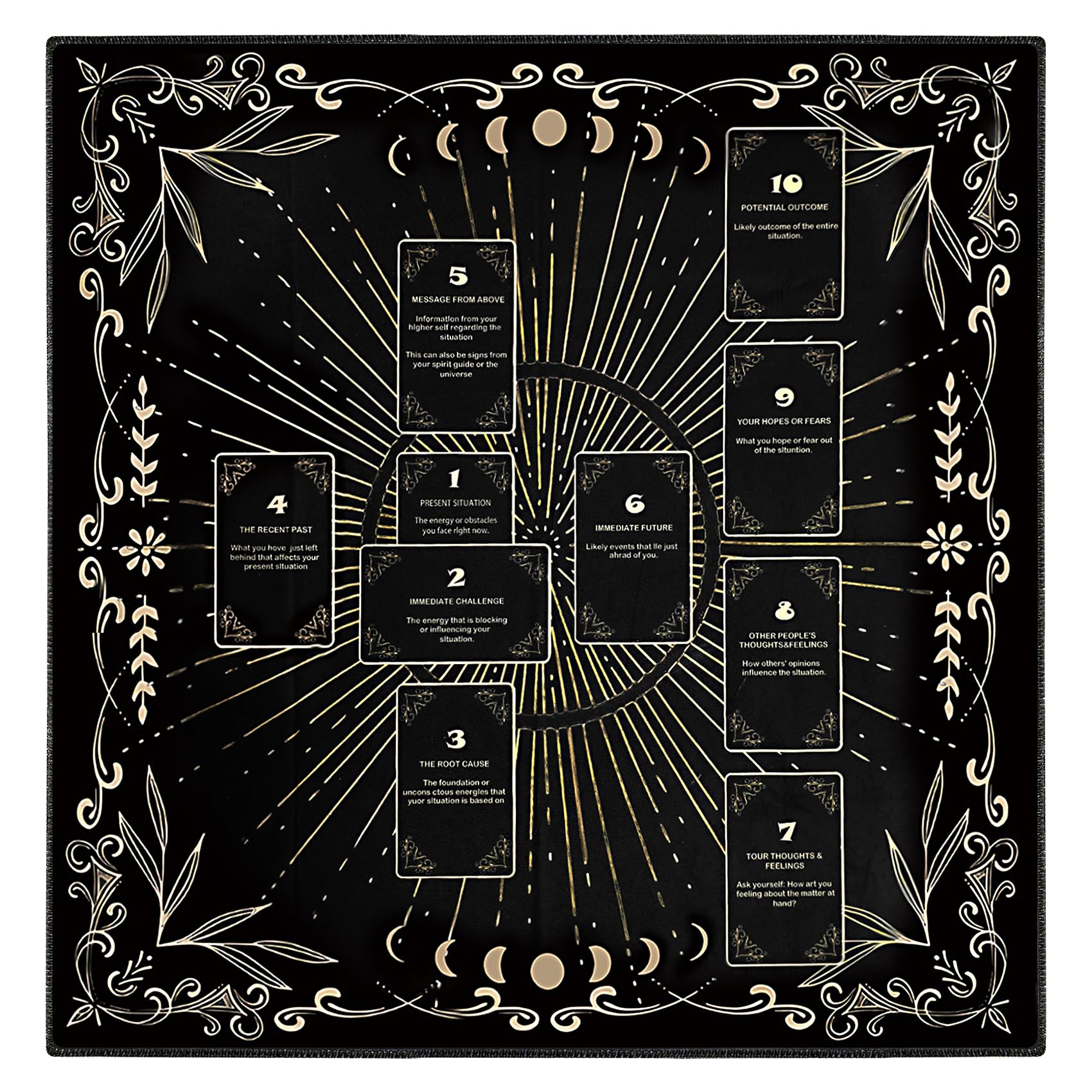 Knana Black Velvet Celtic Cross Tarot Cloth – Altar Mat for Divination (23.62 x 23.62 Inches)