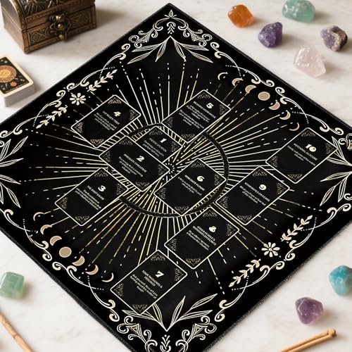Knana Black Velvet Celtic Cross Tarot Cloth – Altar Mat for Divination (23.62 x 23.62 Inches)