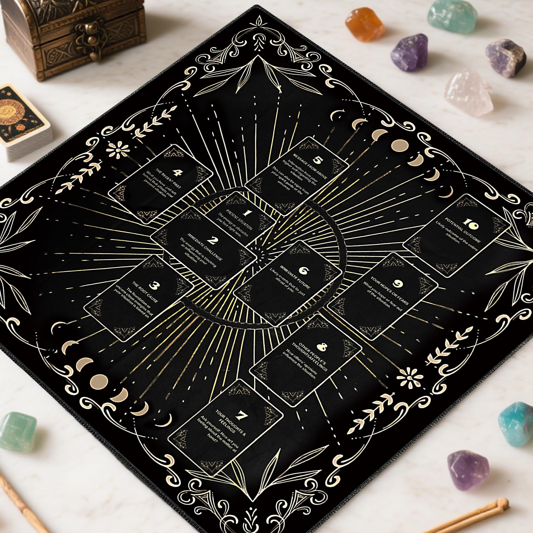 Knana Black Velvet Celtic Cross Tarot Cloth – Altar Mat for Divination (23.62 x 23.62 Inches)