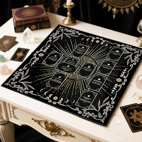 Knana Black Velvet Celtic Cross Tarot Cloth – Altar Mat for Divination (23.62 x 23.62 Inches)