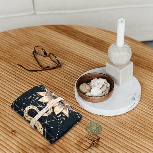Knana Linen Tarot Card Bag with Coin – 2-Piece Storage Set for Tarot Decks, Oracle Cards, and Witch Tools (Snake Design)