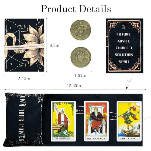 Knana Linen Tarot Card Bag with Coin – 2-Piece Storage Set for Tarot Decks, Oracle Cards, and Witch Tools (Snake Design)