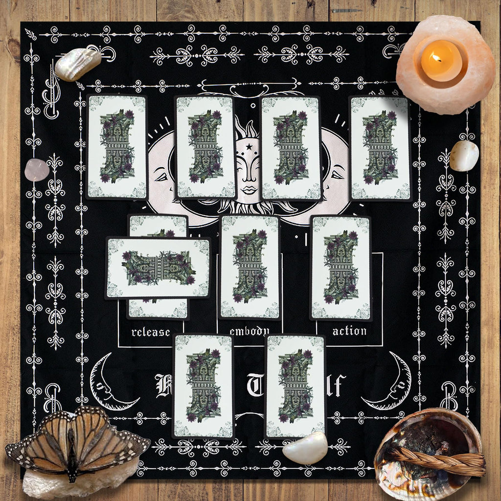 Knana Tarot Altar Cloth Set with Velvet Bag - 29.5 Inch Square Polyester Mat
