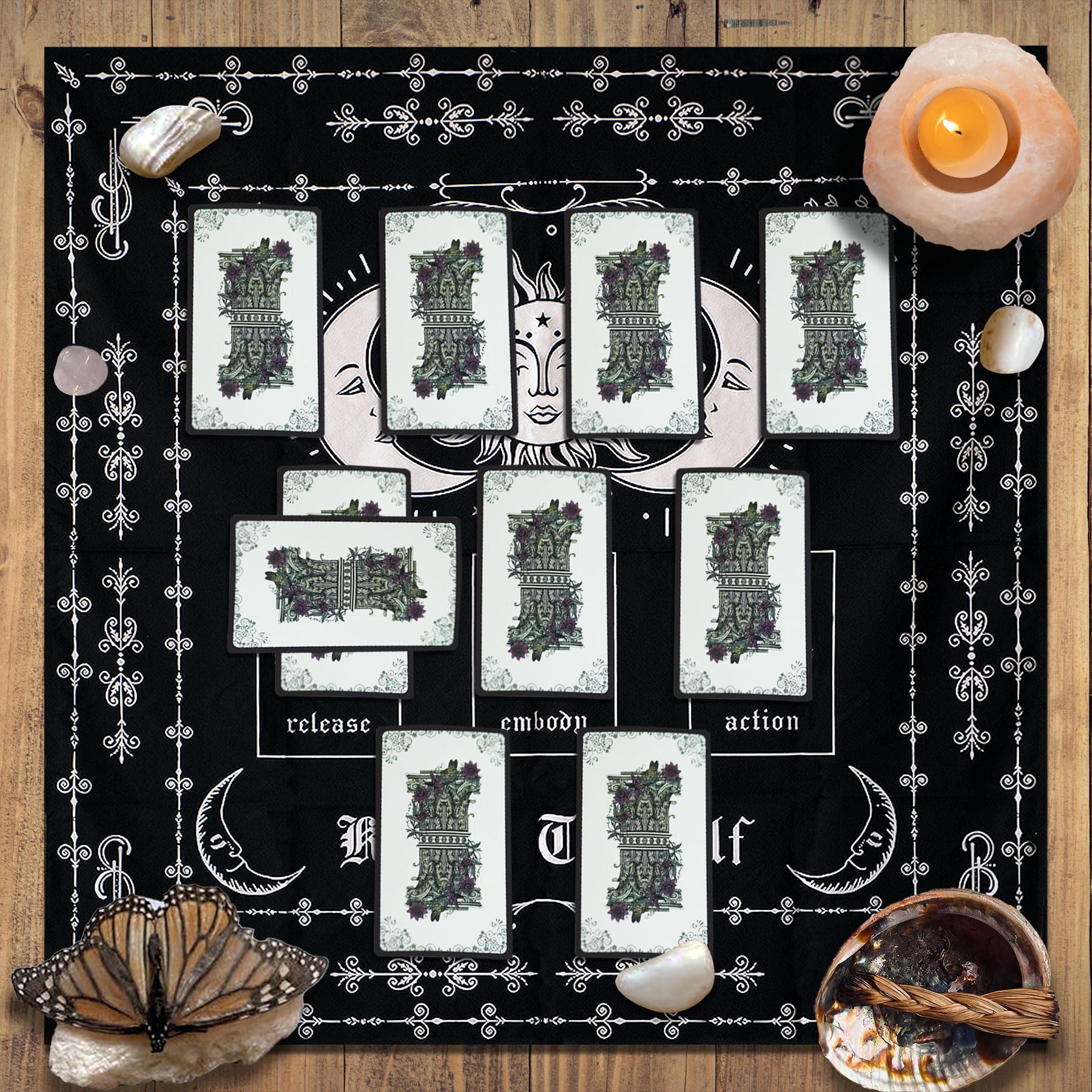 Knana Tarot Altar Cloth Set with Velvet Bag - 29.5 Inch Square Polyester Mat