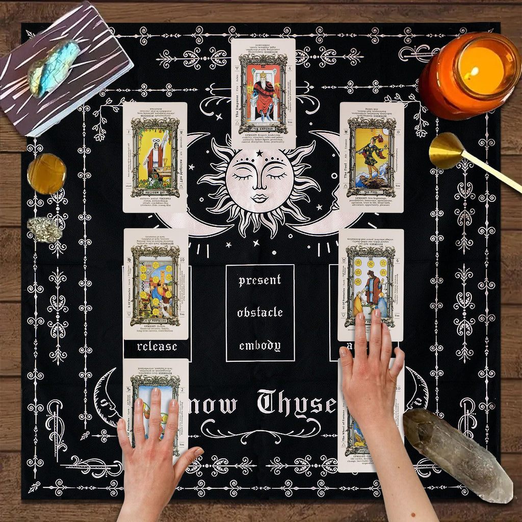 Knana Tarot Altar Cloth Set with Velvet Bag - 29.5 Inch Square Polyester Mat