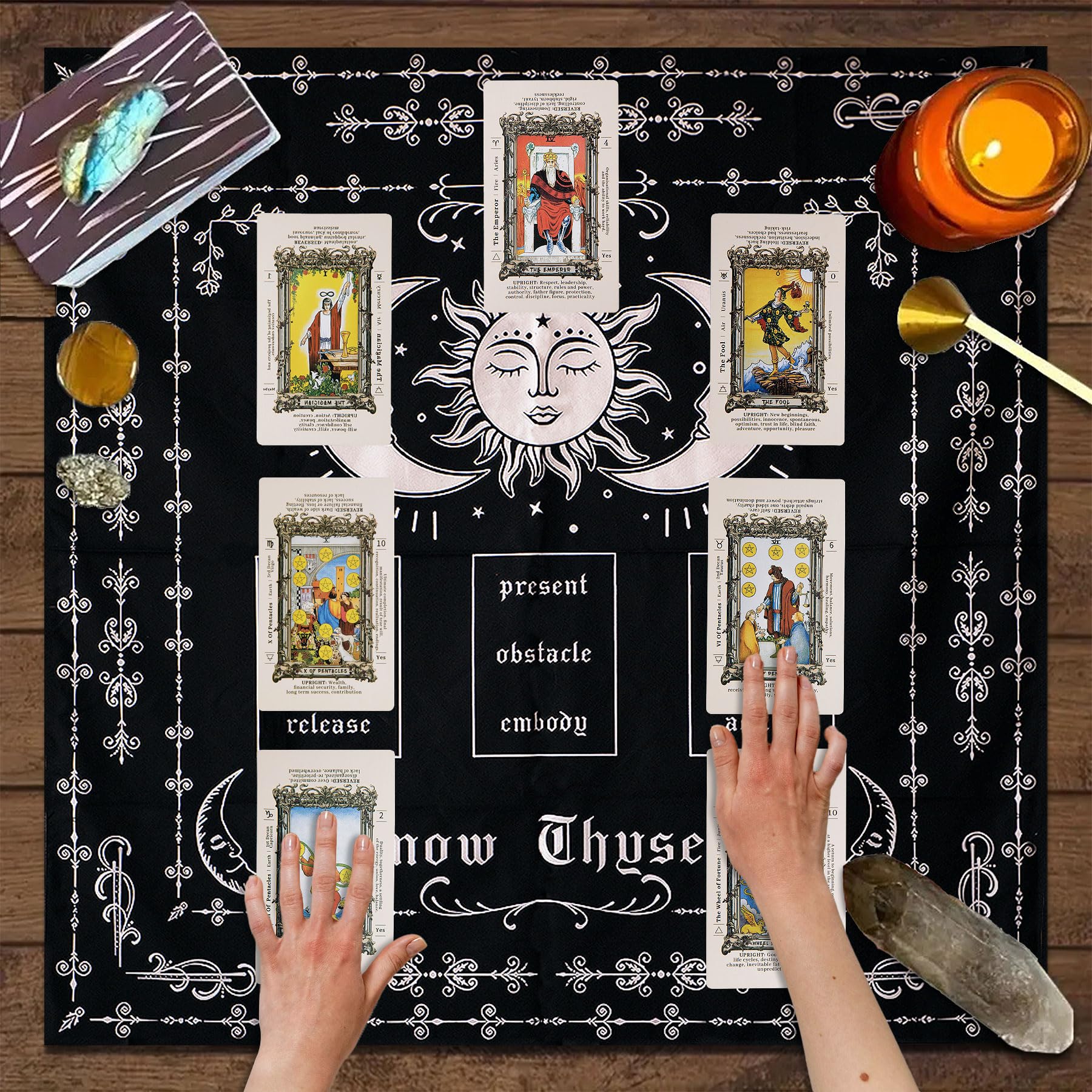 Knana Tarot Altar Cloth Set with Velvet Bag - 29.5 Inch Square Polyester Mat