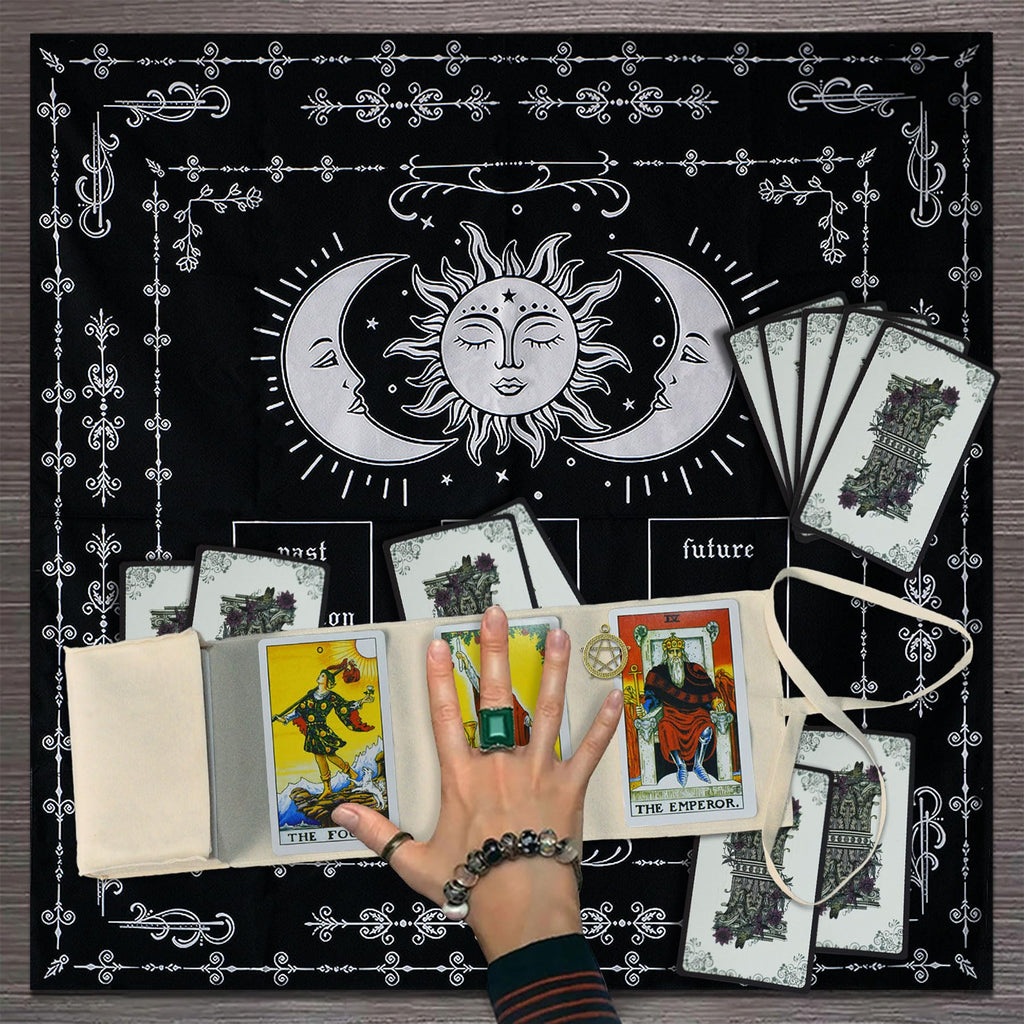 Knana Tarot Altar Cloth Set with Velvet Bag - 29.5 Inch Square Polyester Mat