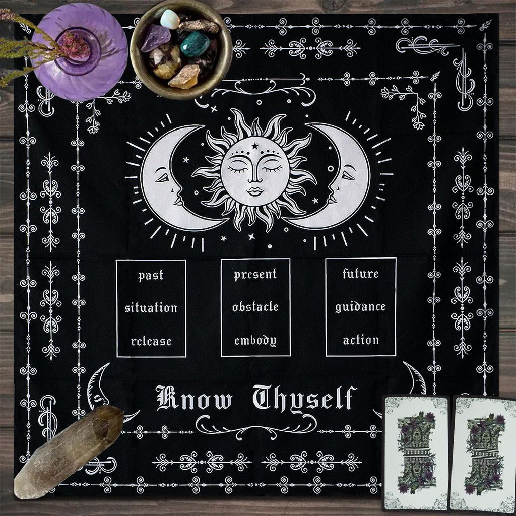Knana Tarot Altar Cloth Set with Velvet Bag - 29.5 Inch Square Polyester Mat