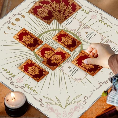Knana White Velvet Tarot Cloth 23.62x23.62 Inches Celtic Cross Altar Mat for Divination