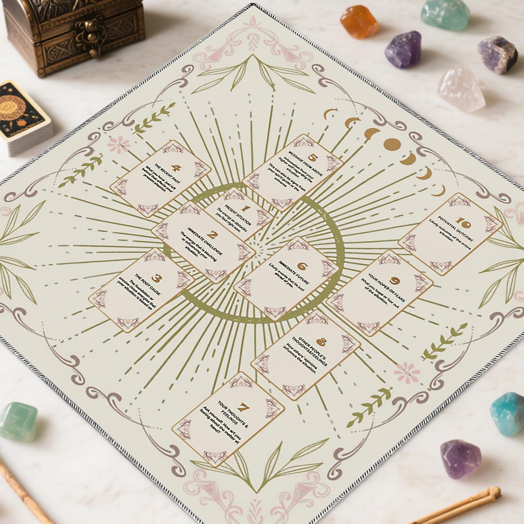 Knana White Velvet Tarot Cloth 23.62x23.62 Inches Celtic Cross Altar Mat for Divination