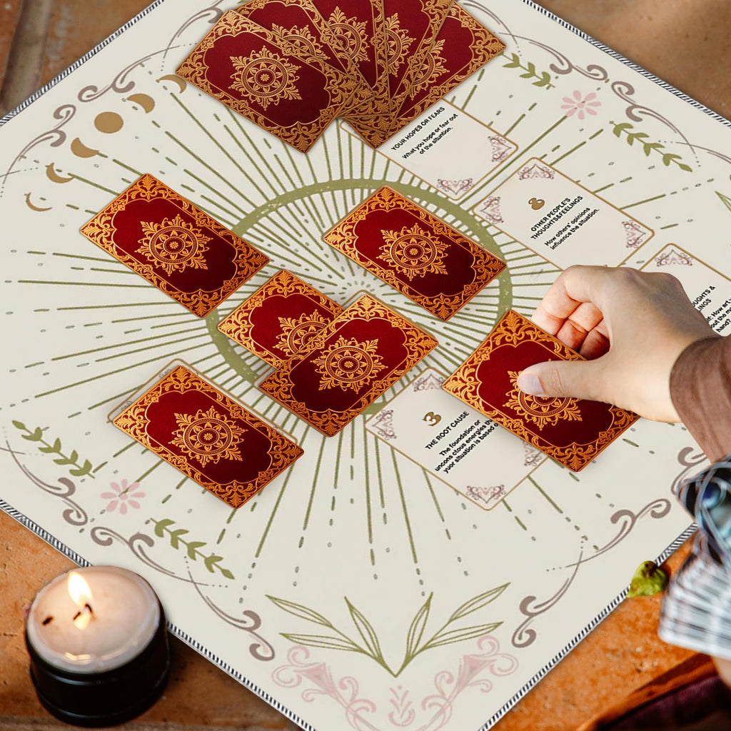 Knana White Velvet Tarot Cloth 23.62x23.62 Inches Celtic Cross Altar Mat for Divination