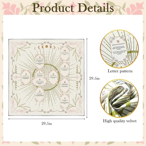 Knana White Velvet Tarot Cloth 23.62x23.62 Inches Celtic Cross Altar Mat for Divination