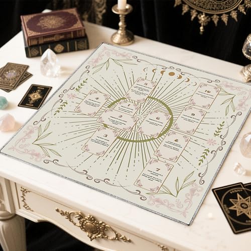 Knana White Velvet Tarot Cloth 23.62x23.62 Inches Celtic Cross Altar Mat for Divination