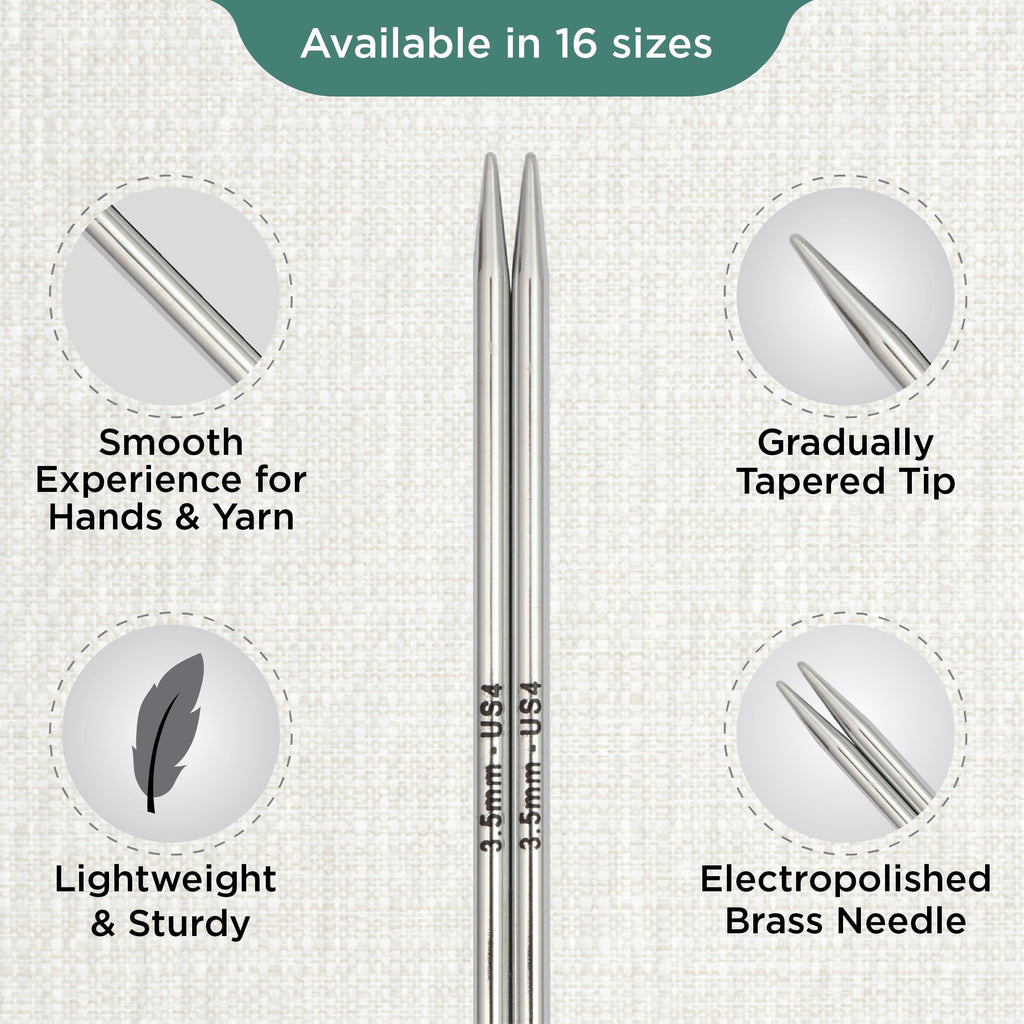 KnitPro Nova Interchangeable Circular Needles 5" (13cm) US Size 4 (3.5mm) – Brass, Silver