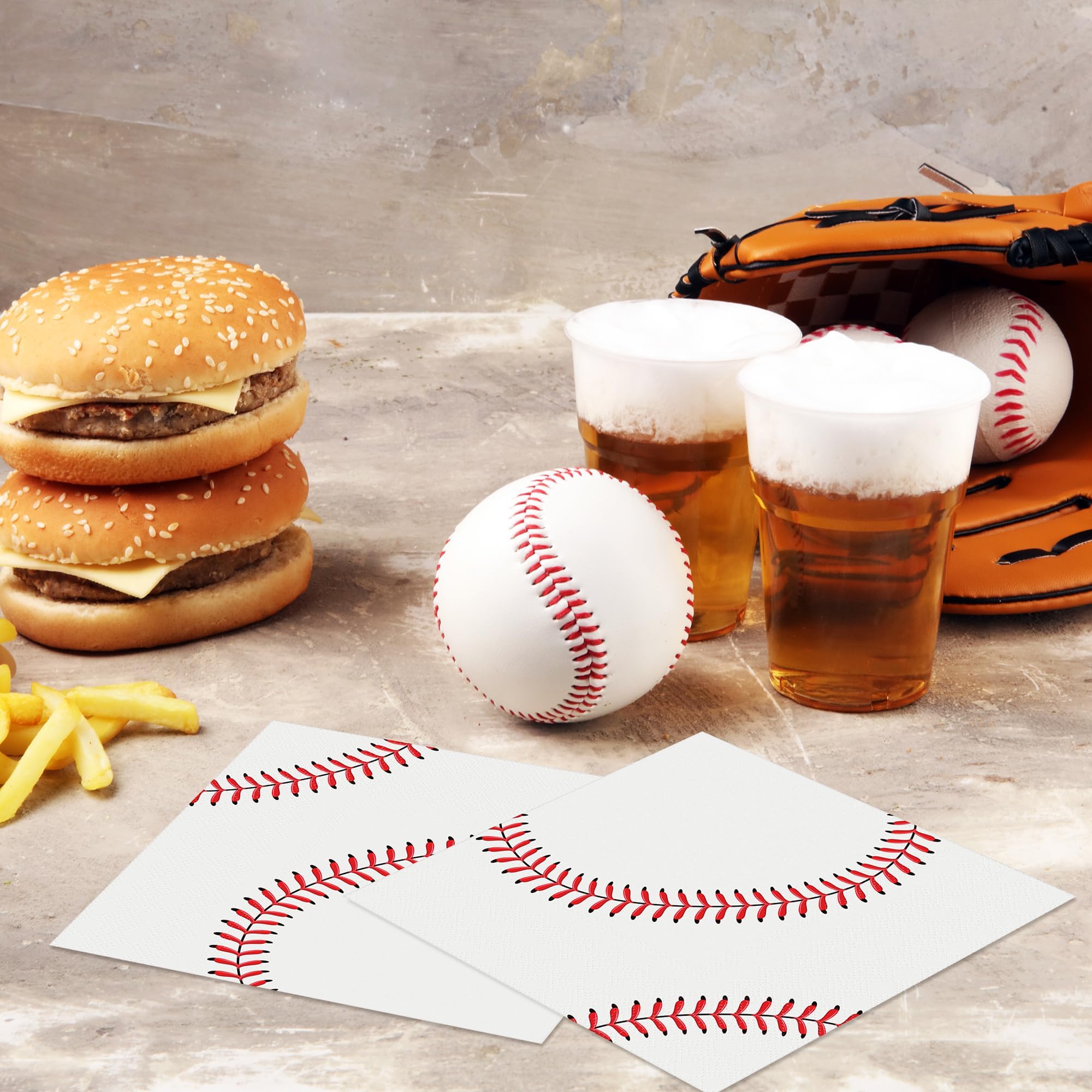 Kochorie 96-Pack Baseball Paper Napkins – 2-Ply Cocktail Napkins for Themed Parties