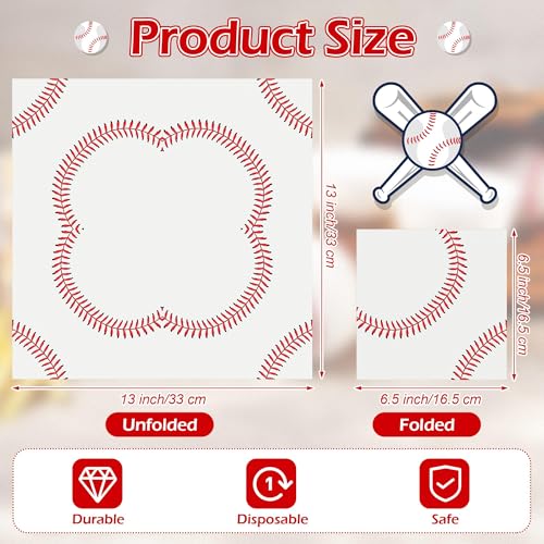 Kochorie 96-Pack Baseball Paper Napkins – 2-Ply Cocktail Napkins for Themed Parties
