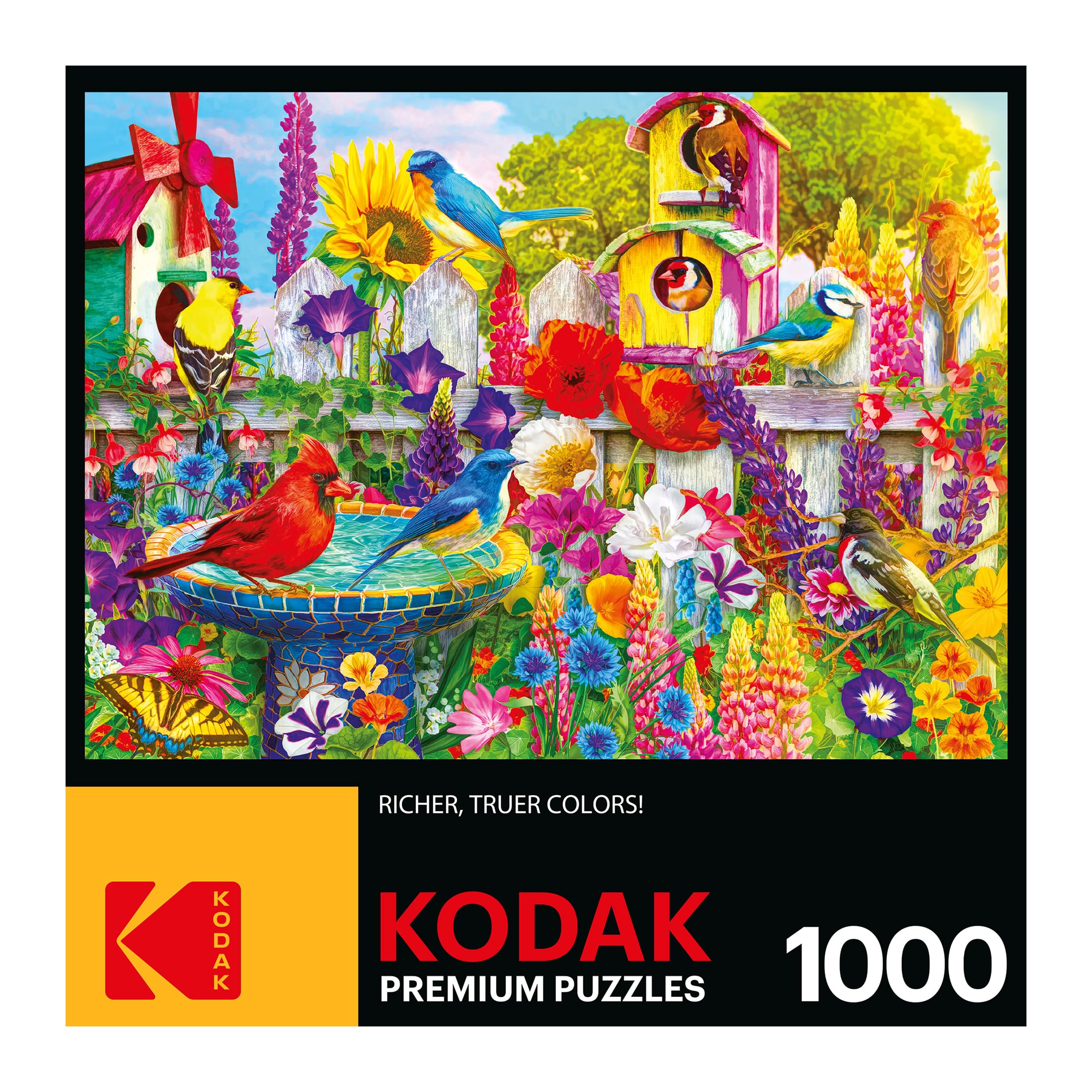 Kodak Premium 1000-Piece Jigsaw Puzzle – Bird Bath Garden by Lars Stewart