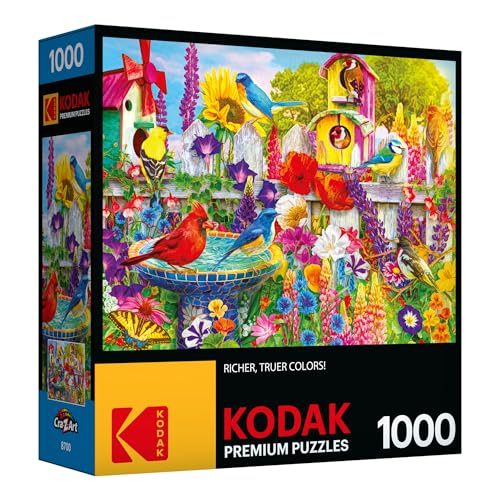 Kodak Premium 1000-Piece Jigsaw Puzzle – Bird Bath Garden by Lars Stewart