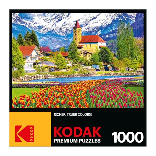 Kodak Premium 1000-Piece Jigsaw Puzzle – Brienz Town and Flowers, Switzerland
