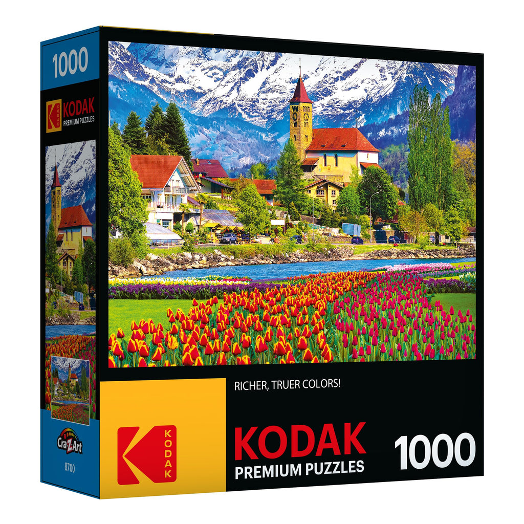 Kodak Premium 1000-Piece Jigsaw Puzzle – Brienz Town and Flowers, Switzerland