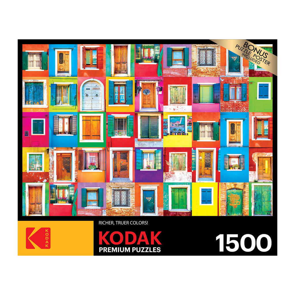 Kodak Premium 1500-Piece Jigsaw Puzzle: Colorful Windows and Doors of Burano by RoseArt