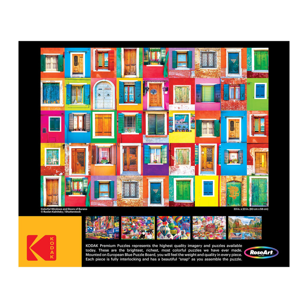 Kodak Premium 1500-Piece Jigsaw Puzzle: Colorful Windows and Doors of Burano by RoseArt
