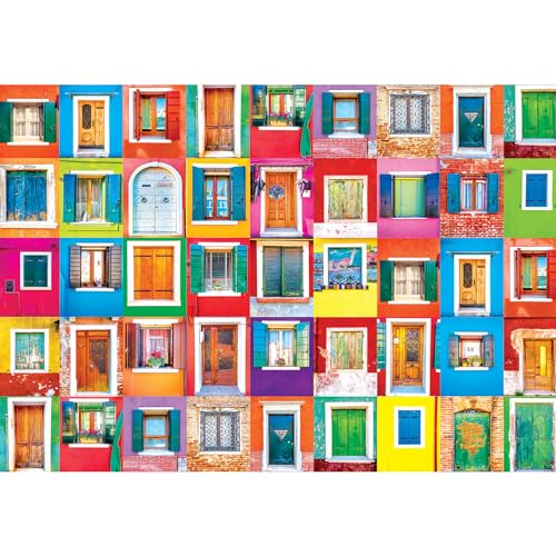 Kodak Premium 1500-Piece Jigsaw Puzzle: Colorful Windows and Doors of Burano by RoseArt