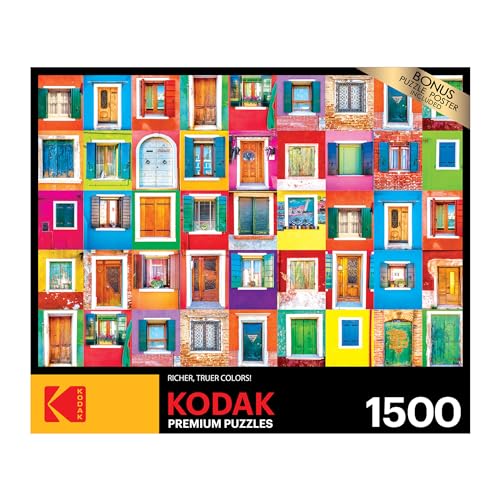 Kodak Premium 1500-Piece Jigsaw Puzzle: Colorful Windows and Doors of Burano by RoseArt