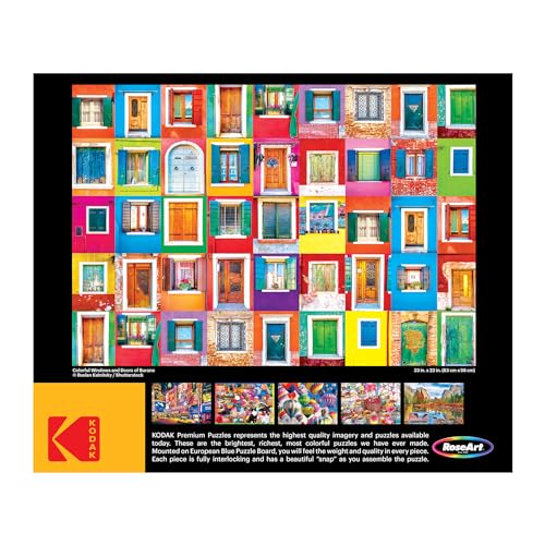 Kodak Premium 1500-Piece Jigsaw Puzzle: Colorful Windows and Doors of Burano by RoseArt