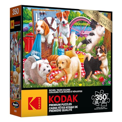 Kodak Premium Puppies on a Picnic Jigsaw Puzzle – 350 Pieces by RoseArt